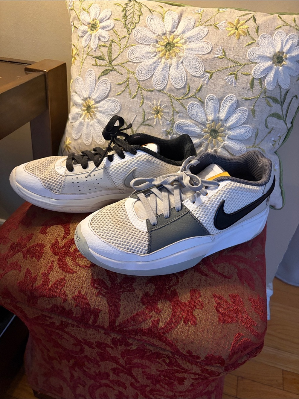 Nike Ja Morant boys White, Gray and Black Low-Top Sneakers